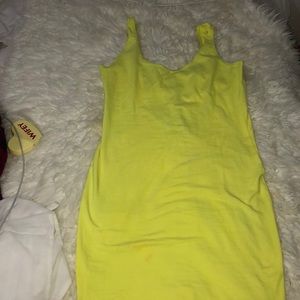 Neon Yellow Scoop Back mini dress